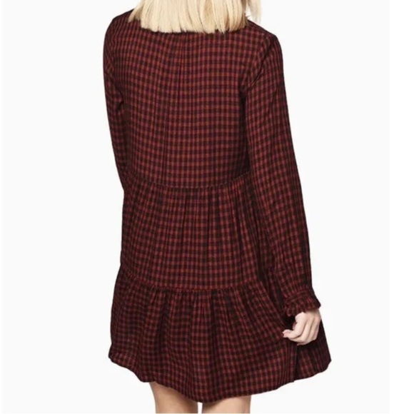 Rails Raine Garnet Ash Check Shirt Dress Long Sleeve Red Black Small K2 - Picture 4 of 13